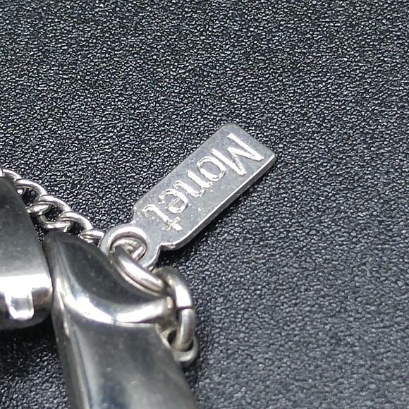 Vintage Monet Link Bracelet, Rhodium Plated, Safety Chain, 1970s - Picture 6 of 10